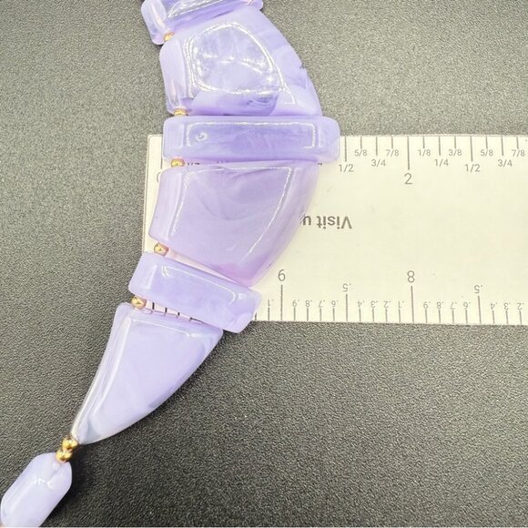 Vintage Lilac Purple Lucite Geometric Abstract Chunky Necklace - Picture 8 of 15